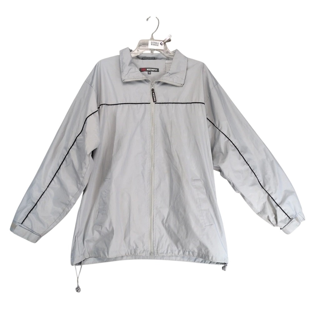 Kenpo‎ Gray Windbreaker Mens M Lightweight Reflective Full Zip Jacket Gorpcore